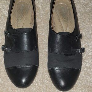 Naturalizer Womens LEARNER Shoes Size 8M Black Leather Double Monk Strap